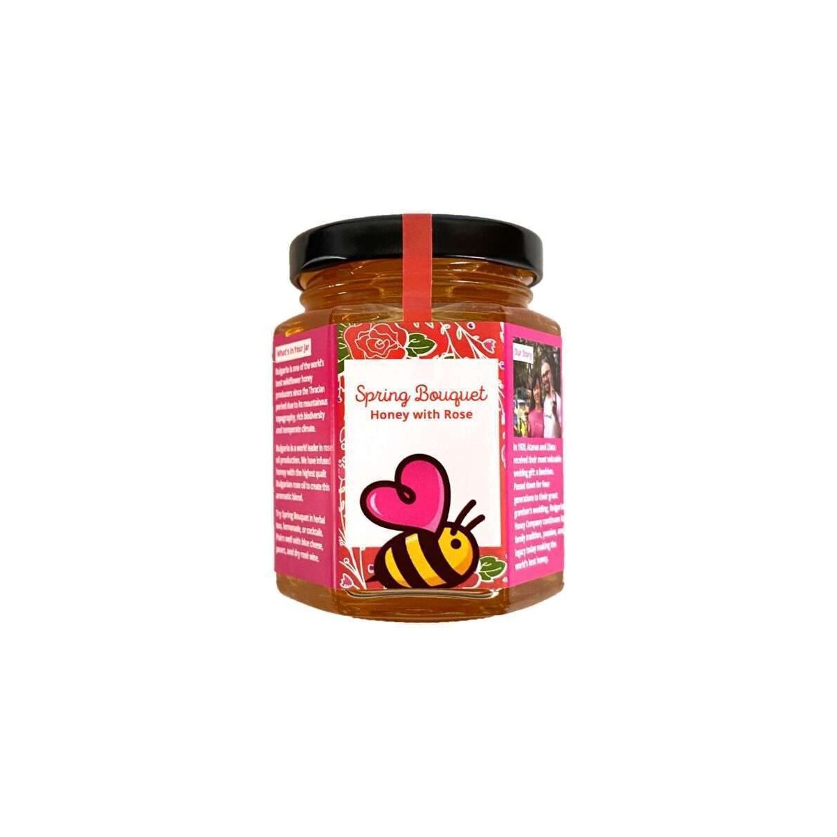 Miere de flori salbatice, bruta, nefiltrata, ulei de trandafir, 450g