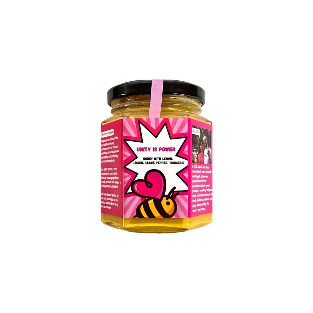 Miere poliflora, crudă,nefiltrată, turmeric, piper negru, ghimbir,