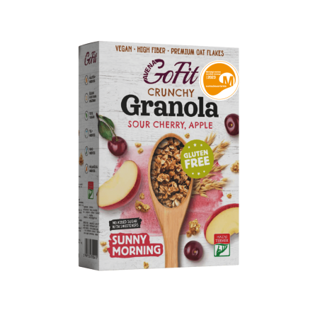 Avena GoFit Granola cu visine si mere, fără gluten fără adaos de zahăr