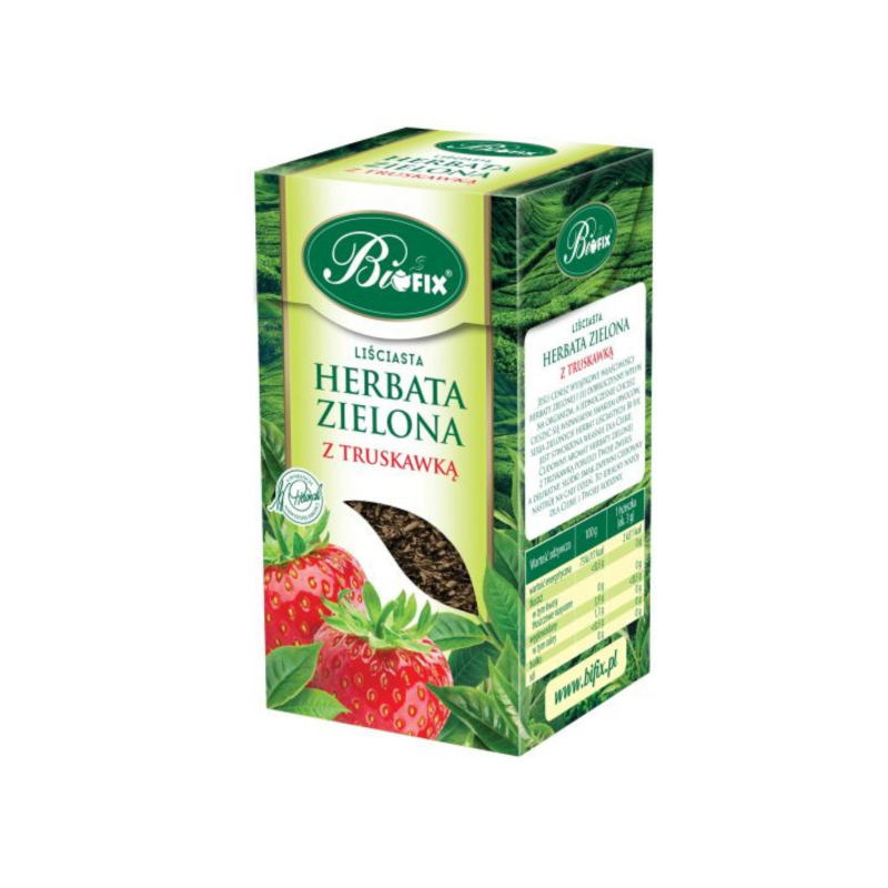 Ceai Verde frunze cu Capsuni (vrac), Fara Zahar,100g