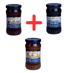 Pachet: Gem fara zahar de Capsuni 340g + Gem fara zahar de Caise 340g + Gem fara zahar de Afine 340g