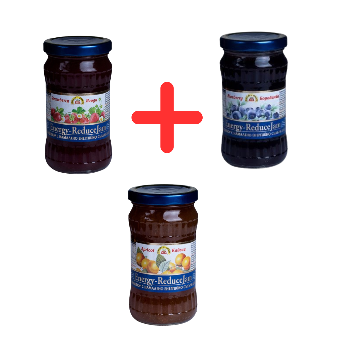 Pachet: Gem fara zahar de Capsuni 340g + Gem fara zahar de Caise 340g + Gem fara zahar de Afine 340g