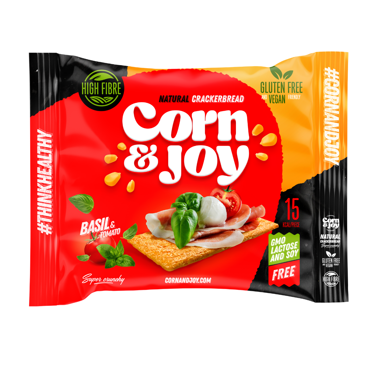 Crackers din porumb cu rosii si busuioc, fara gluten (felii de porumb extrudat), 80g