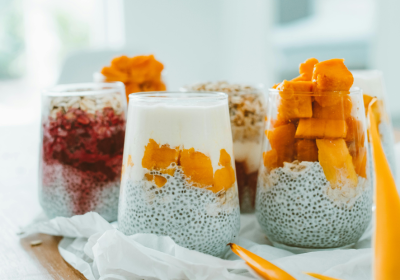 BUDINCA DE CHIA CU PIERSICI PROASPETE SI MIX APRICOT BALANCE - FARA ZAHAR